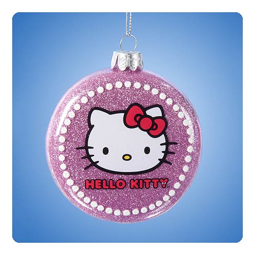Hello Kitty Glitter Glass Pink Ball Ornament